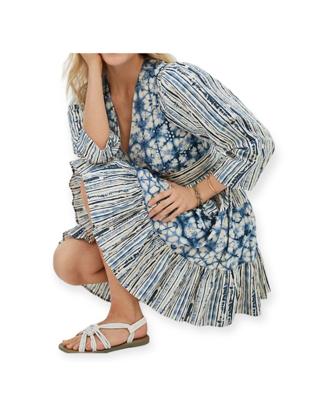 Anthropologie Behati Blue Print Mini Dress size S, NWT - Picture 5 of 16